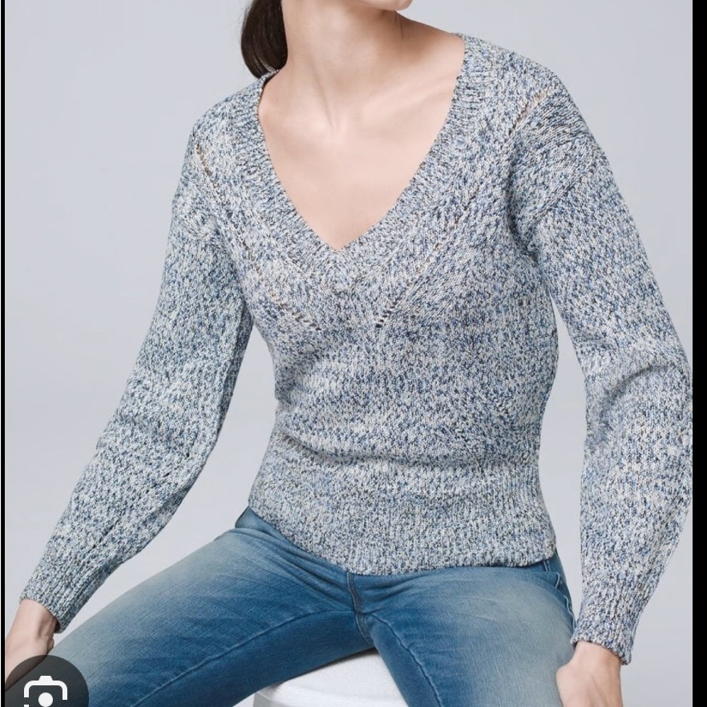 White House Black Market Speckled V-Neck Sweater